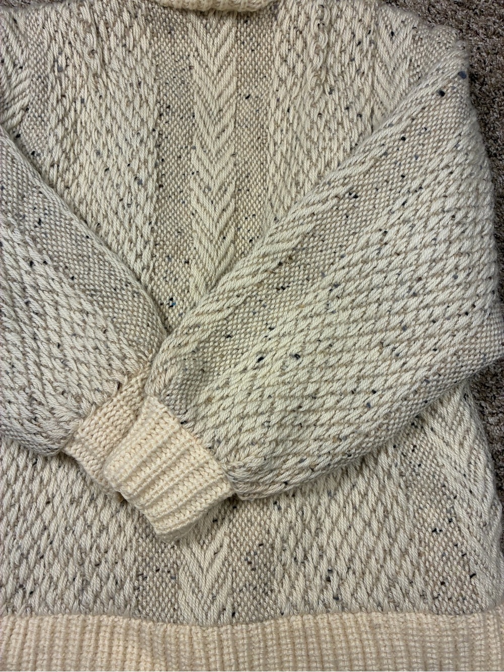 VTG Branigan Weavers Ireland Chunky Wool Woven Zip Up Sweater Jacket - Picture 11 of 12